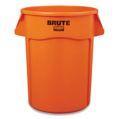 Image of Rubbermaid® Commercial Brute Round Container, 44 gal, Plastic, Orange