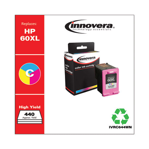 Image of Innovera® Remanufactured Tri-Color High-Yield Ink, Replacement for 60XL (CC644WN), 440 Page-Yield