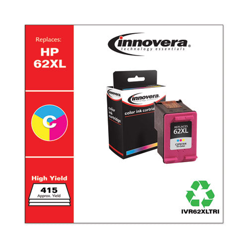 Image of Innovera® Remanufactured Tri-Color High-Yield Ink, Replacement for 62XL (C2P07AN), 415 Page-Yield