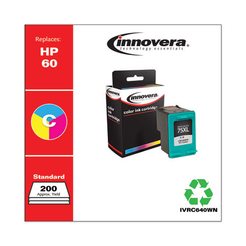 Image of Innovera® Remanufactured Black Ink, Replacement for 60 (CC640WN), 200 Page-Yield