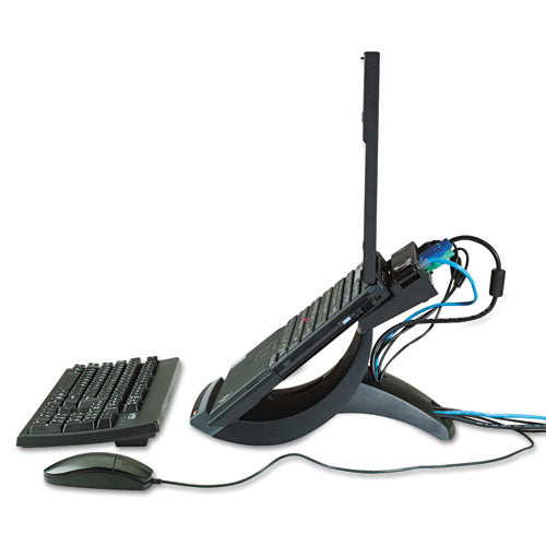 Image of 3M Vertical Notebook Computer Riser With Cable Management, 9" X 12" X 6.5" To 9.5", Black/charcoal Gray, Supports 20 Lbs