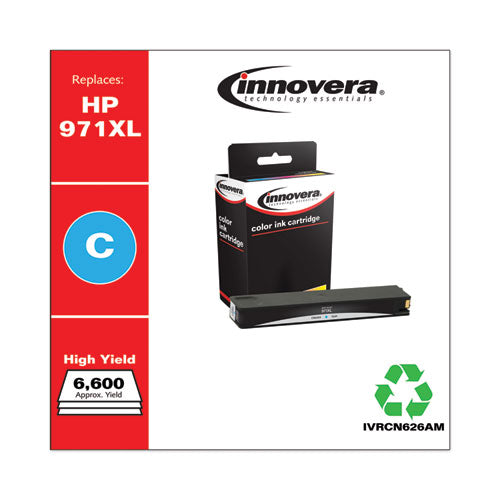 Image of Innovera® Remanufactured Cyan High-Yield Ink, Replacement for 971XL (CN626AM), 6,600 Page-Yield