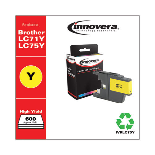 Image of Innovera® Remanufactured Yellow High-Yield Ink, Replacement for LC75Y, 600 Page-Yield