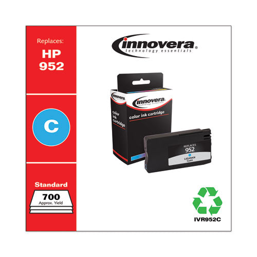 Image of Innovera® Remanufactured Cyan Ink, Replacement for 952 (L0S49AN), 700 Page-Yield