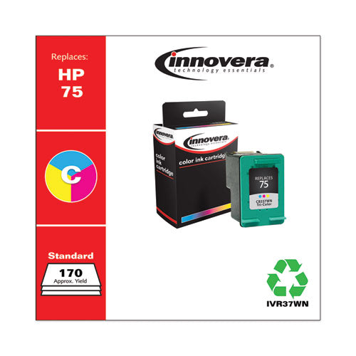 Image of Innovera® Remanufactured Tri-Color Ink, Replacement for 75 (CB337WN), 170 Page-Yield