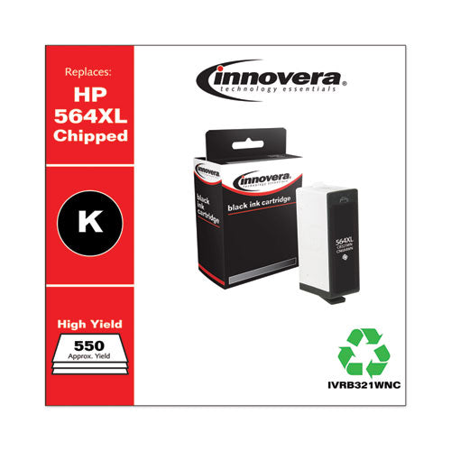 Image of Innovera® Remanufactured Black High-Yield Ink, Replacement for 564XL (CB321WN), 550 Page-Yield
