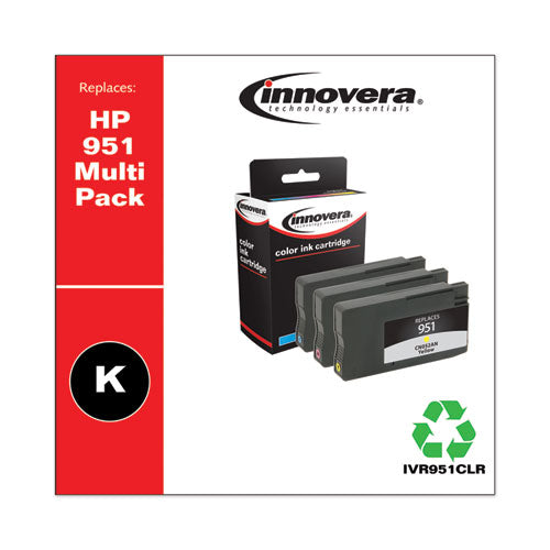 Image of Innovera® Remanufactured Cyan/Magenta/Yellow Ink, Replacement for 951 (CN050AN/CN051AN/CN052AN), 700 Page-Yield