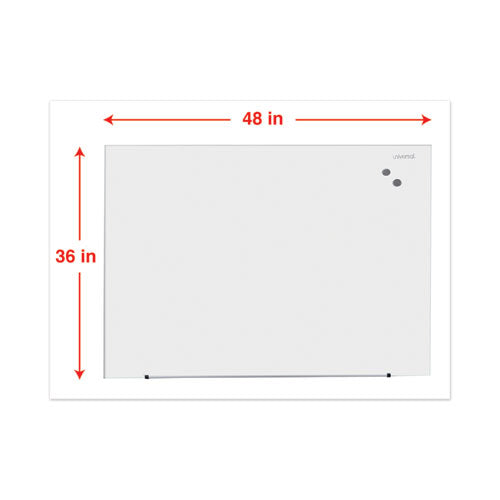 Image of Universal® Frameless Magnetic Glass Marker Board, 48" x 36", White Surface
