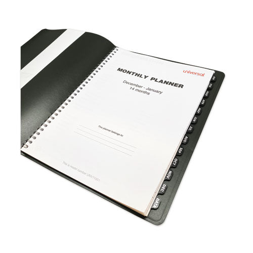 Image of Universal® Monthly Planner, 11 x 8, Black Cover, 14-Month: Dec 2024 to Jan 2026