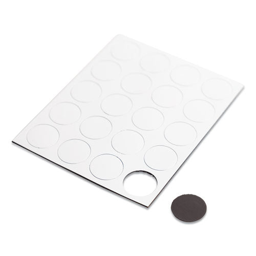 Image of U Brands Heavy-Duty Board Magnets, Circles, 0.75" Diameter, White, 20/Pack