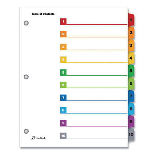 Image of Cardinal® OneStep Printable Table of Contents and Dividers, 10-Tab, 1 to 10, 11 x 8.5, White, Assorted Tabs, 1 Set