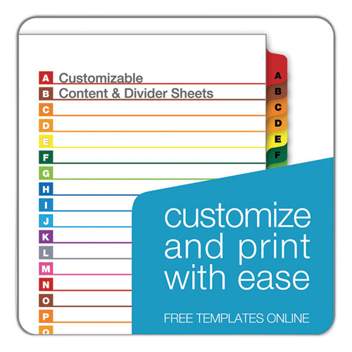 Image of Cardinal® OneStep Printable Table of Contents and Dividers, 26-Tab, A to Z, 11 x 8.5, White, Assorted Tabs, 1 Set