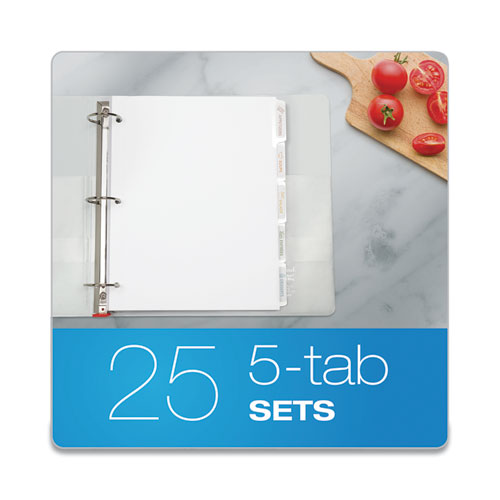 Image of Oxford Custom Label Tab Dividers With Self-Adhesive Tab Labels, 5-Tab, 11 X 8.5, White, 25 Sets