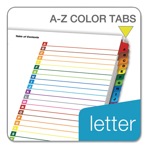 Image of Cardinal® OneStep Printable Table of Contents and Dividers, 26-Tab, A to Z, 11 x 8.5, White, Assorted Tabs, 1 Set