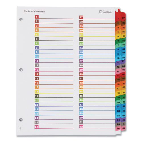 Image of Cardinal® Onestep Printable Table Of Contents And Dividers - Double Column, 52-Tab, 1 To 52, 11 X 8.5, White, 1 Set