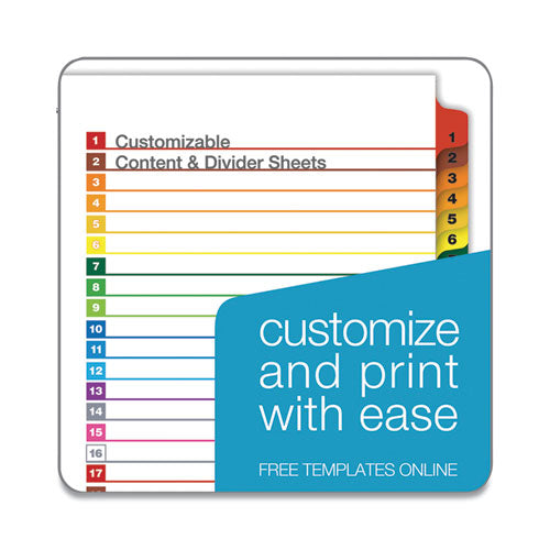 Image of Cardinal® OneStep Printable Table of Contents and Dividers, 31-Tab, 1 to 31, 11 x 8.5, White, Assorted Tabs, 1 Set