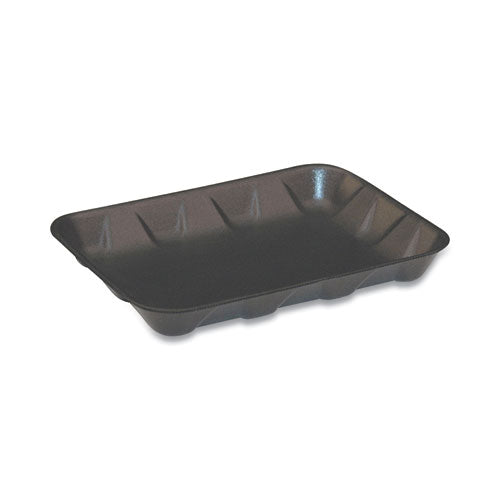 Image of Pactiv Evergreen Supermarket Tray, #4D, 9.58 x 7.08 x 1.25, Black, Foam, 400/Carton