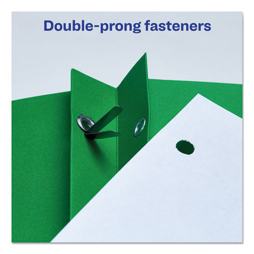 Image of Avery® Two-Pocket Folder, Prong Fastener, 0.5" Capacity, 11 X 8.5, Green, 25/box