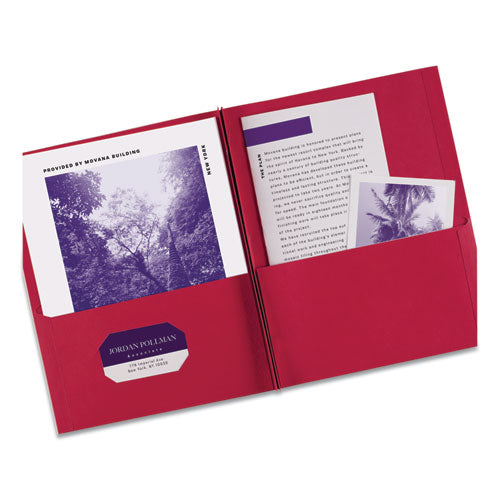 Image of Avery® Two-Pocket Folder, Prong Fastener, 0.5" Capacity, 11 X 8.5, Red, 25/box