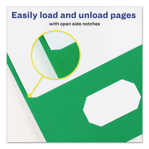 Image of Avery® Two-Pocket Folder, Prong Fastener, 0.5" Capacity, 11 X 8.5, Green, 25/box