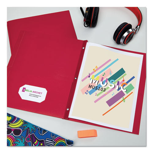 Image of Avery® Two-Pocket Folder, Prong Fastener, 0.5" Capacity, 11 X 8.5, Red, 25/box