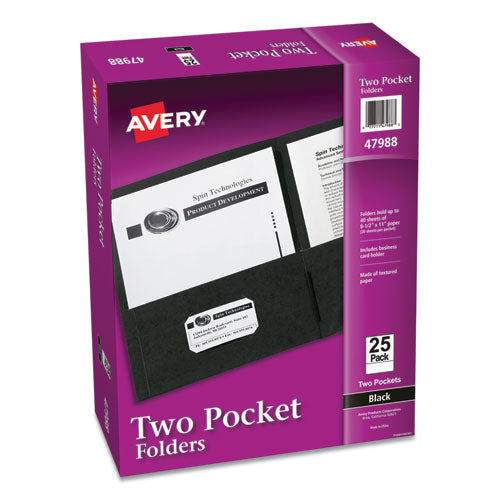 Image of Avery® Two-Pocket Folder, 40-Sheet Capacity, 11 X 8.5, Black, 25/box