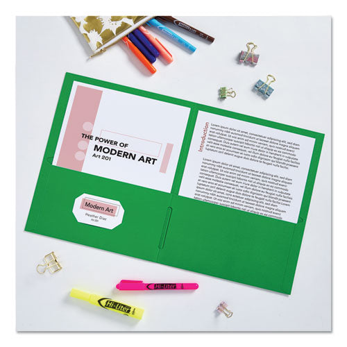 Image of Avery® Two-Pocket Folder, 40-Sheet Capacity, 11 X 8.5, Green, 25/box