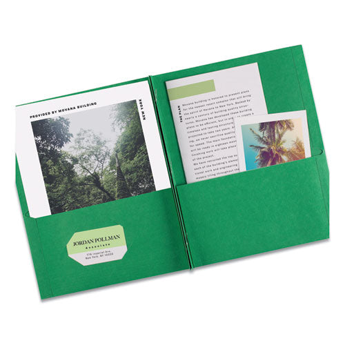 Image of Avery® Two-Pocket Folder, Prong Fastener, 0.5" Capacity, 11 X 8.5, Green, 25/box