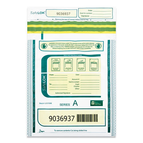 Image of SafeLOK Deposit Bag, Plastic, 9 X 12, White/gray, 100/pack