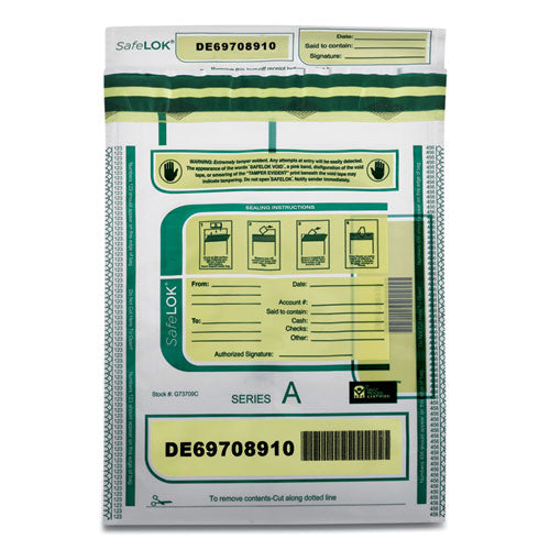 Image of SafeLOK Deposit Bag, Plastic, 9 X 12, Clear, 100/pack