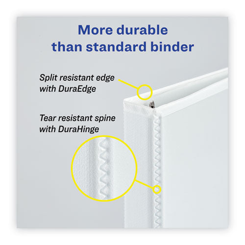Image of Avery® Heavy-Duty Non Stick View Binder With Durahinge And Slant Rings, 3 Rings, 1" Capacity, 11 X 8.5, White, 4/pack