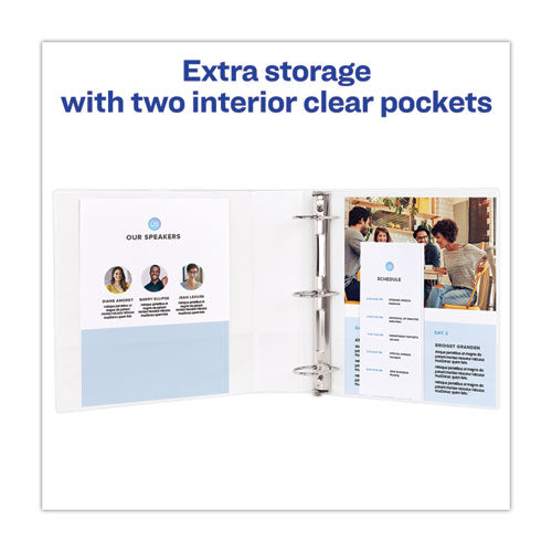 Image of Avery® Heavy-Duty Non Stick View Binder With Durahinge And Slant Rings, 3 Rings, 2" Capacity, 11 X 8.5, White, 4/pack