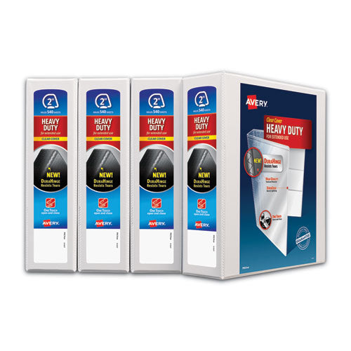 Image of Avery® Heavy-Duty Non Stick View Binder With Durahinge And Slant Rings, 3 Rings, 2" Capacity, 11 X 8.5, White, 4/pack