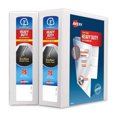 Image of Avery® Heavy-Duty Non Stick View Binder With Durahinge And Slant Rings, 3 Rings, 3" Capacity, 11 X 8.5, White, 2/pack