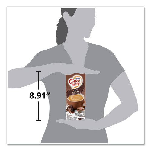 Image of Coffee mate® Liquid Coffee Creamer, Cafe Mocha, 0.38 oz Mini Cups, 50/Box, 4 Boxes/Carton