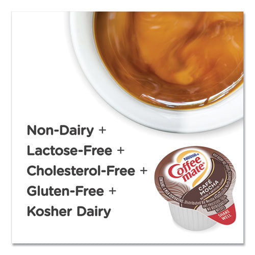 Image of Coffee mate® Liquid Coffee Creamer, Cafe Mocha, 0.38 oz Mini Cups, 50/Box, 4 Boxes/Carton