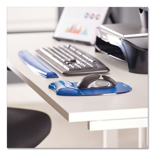 Image of Fellowes® Gel Crystals Mouse Pad with Wrist Rest, 7.87 x 9.18, Blue