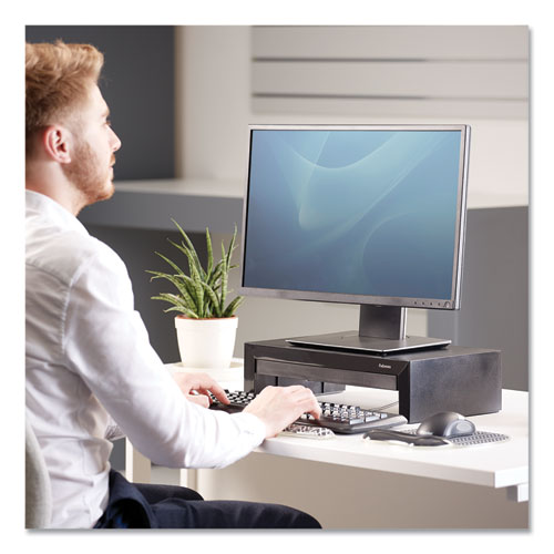 Image of Fellowes® Designer Suites Monitor Riser, For 21" Monitors, 16" X 9.38" X 4.38" To 6", Black Pearl, Supports 40 Lbs