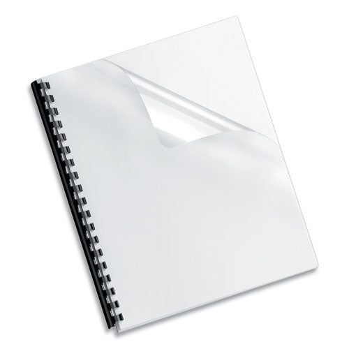 Image of Fellowes® Crystals Transparent Presentation Covers for Binding Systems, Clear, with Square Corners, 11 x 8.5, 3-Hole Punched, 100/Pack