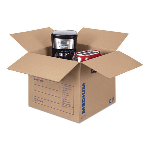 Image of Bankers Box® SmoothMove Basic Moving Boxes, Regular Slotted Container (RSC), Medium, 18" x 18" x 16", Brown/Blue, 20/Bundle