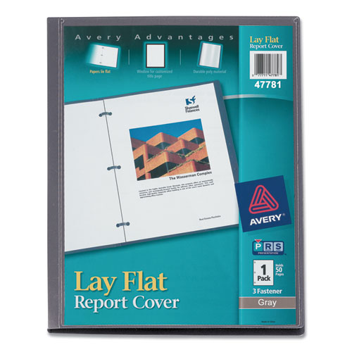 Image of Avery® Lay Flat View Report Cover, Flexible Fastener, 0.5" Capacity, 8.5 X 11, Clear/gray