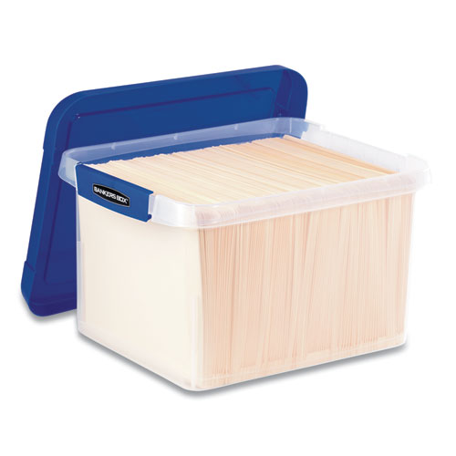 Image of Bankers Box® Heavy Duty Plastic File Storage, Letter/legal Files, 14" X 17.38" X 10.5", Clear/blue, 2/pack