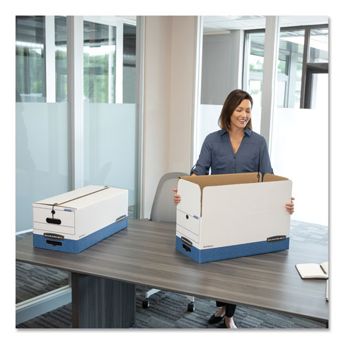 Image of Bankers Box® Liberty Heavy-Duty Strength Storage Boxes, Legal Files, 15.25" X 24.13" X 10.75", White/blue, 12/carton
