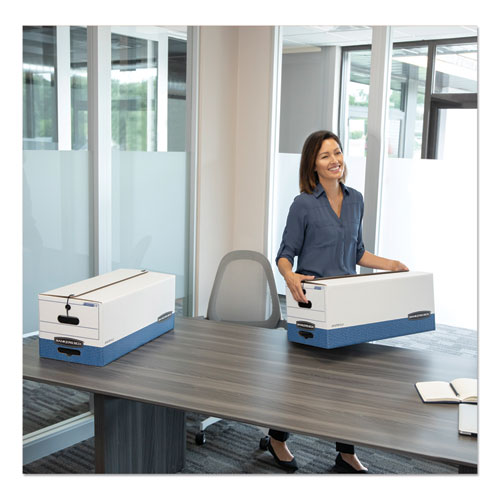 Image of Bankers Box® Stor/file Medium-Duty Strength Storage Boxes, Letter Files, 12.25" X 24.13" X 10.75", White/blue, 4/carton