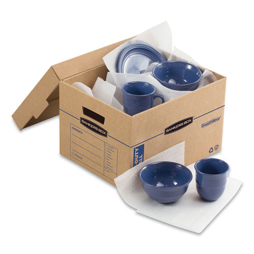 Image of Bankers Box® SmoothMove Maximum Strength Moving Boxes, Half Slotted Container (HSC), Small, 15" x 15" x 12", Brown/Blue, 8/Pack