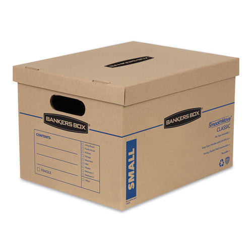Image of Bankers Box® SmoothMove Classic Moving/Storage Boxes, Half Slotted Container (HSC), Small, 12" x 15" x 10", Brown/Blue, 15/Carton