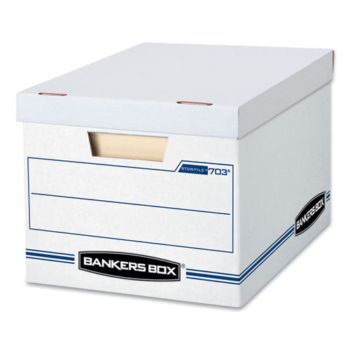 Image of Bankers Box® Stor/file Basic-Duty Storage Boxes, Letter/legal Files, 12.5" X 16.25" X 10.5", White/blue, 4/carton