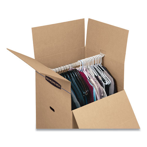 Image of Bankers Box® SmoothMove Wardrobe Box, Regular Slotted Container (RSC), 24" x 24" x 40", Brown/Blue, 3/Carton