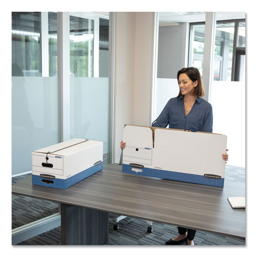 Image of Bankers Box® Liberty Heavy-Duty Strength Storage Boxes, Letter Files, 12.25" X 24.13" X 10.75", White/blue, 4/carton