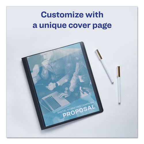 Image of Avery® Lay Flat View Report Cover, Flexible Fastener, 0.5" Capacity, 8.5 X 11, Clear/gray